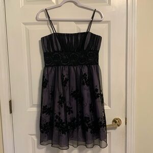 Vintage Black & Purple tulle dress, velvet flower pattern.